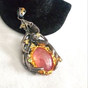 Beautiful custom made 6.5ct natural ruby cabochon pendant